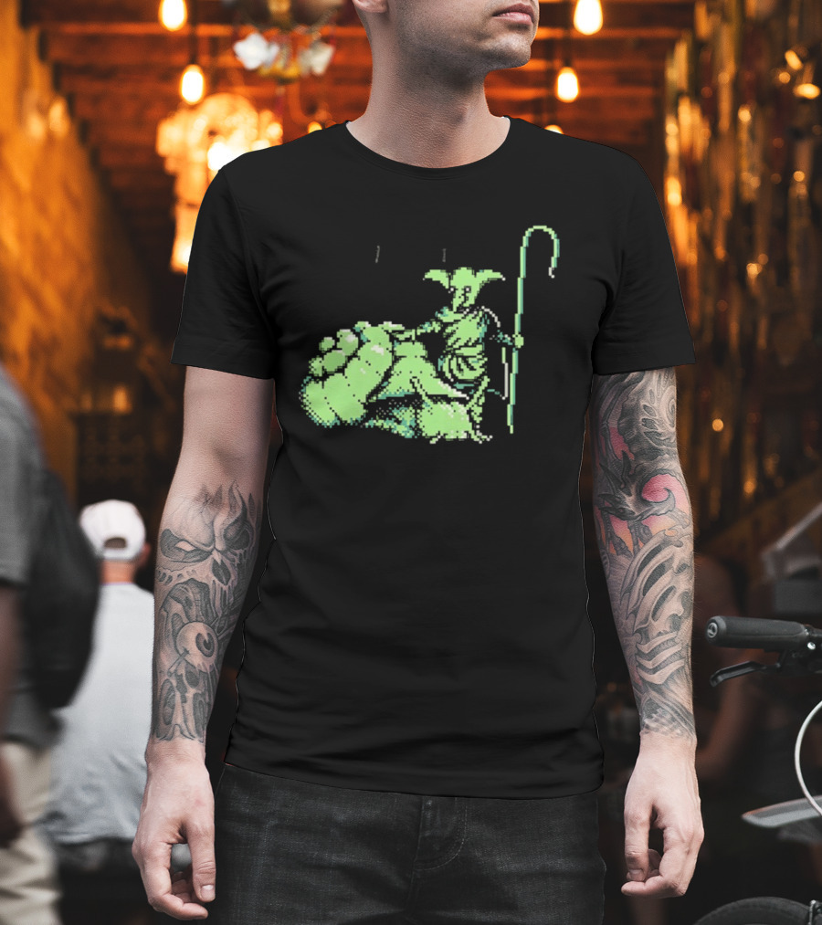 Goblin Shepherd With Staff Pixel T-Shirt