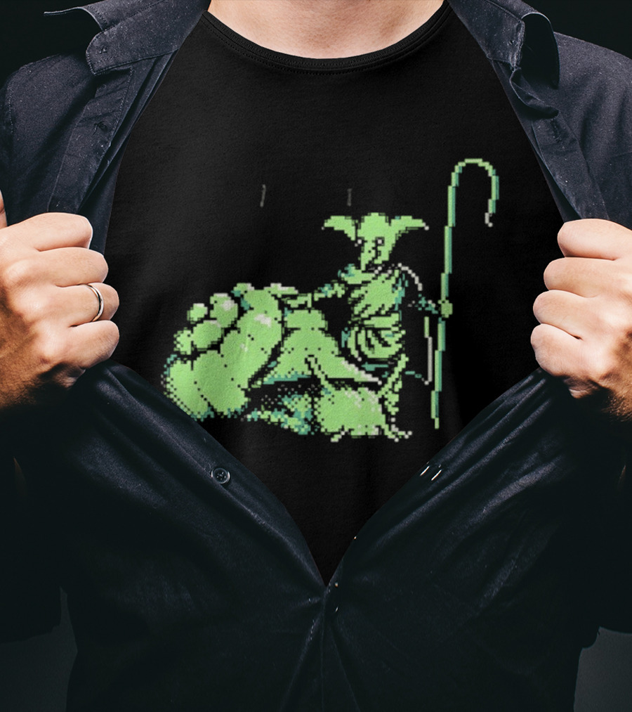 Goblin Shepherd With Staff Pixel T-Shirt