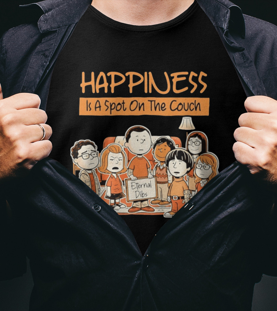 Happiness Is A Spot On The Couch Eternal Dibs Peanuts Style Scene T-Shirt