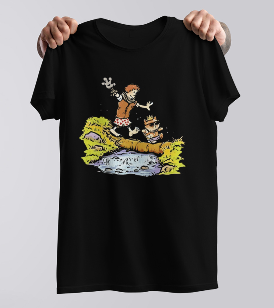 Princess Donut Calvin And Hobbes Comic Adventure Carl Crossing Log T-Shirt
