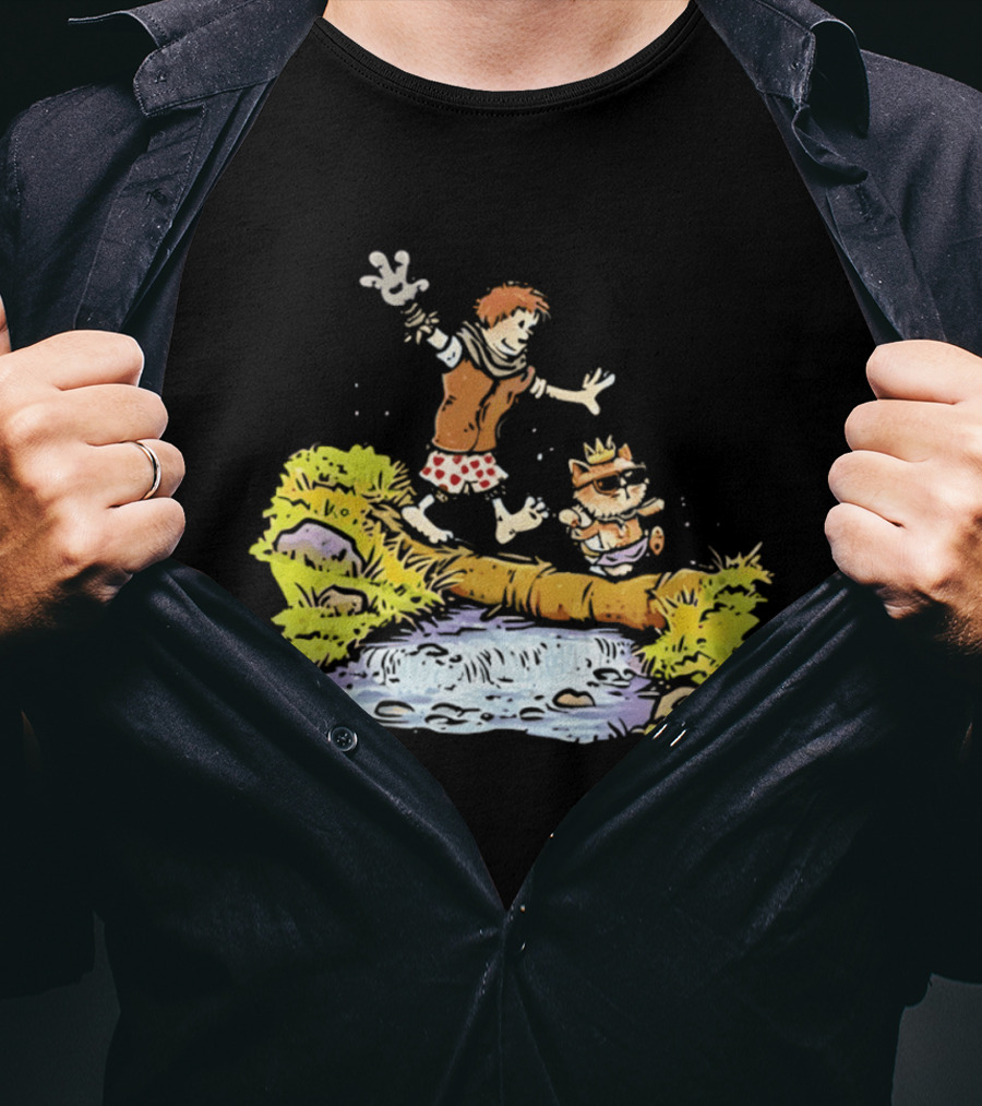 Princess Donut Calvin And Hobbes Comic Adventure Carl Crossing Log T-Shirt