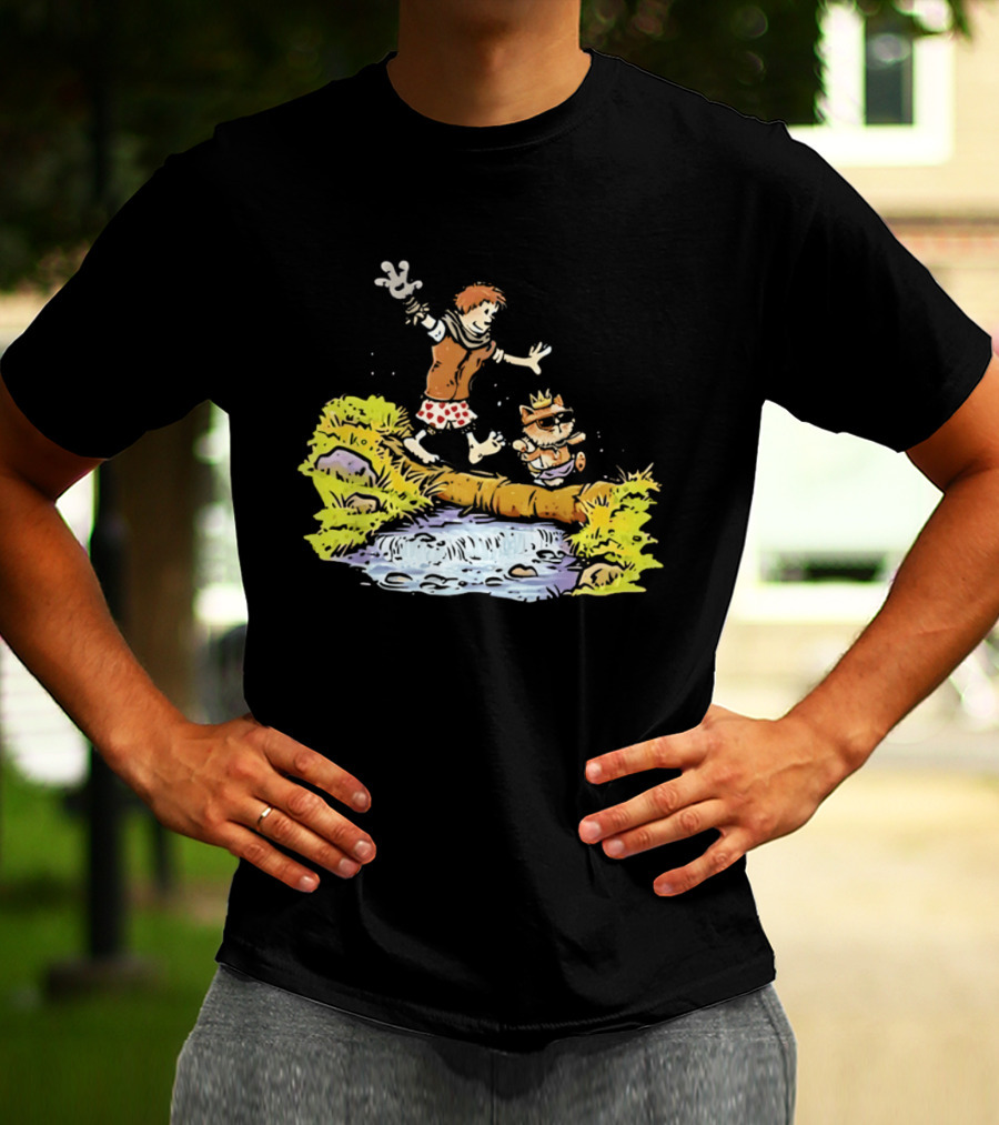 Princess Donut Calvin And Hobbes Comic Adventure Carl Crossing Log T-Shirt