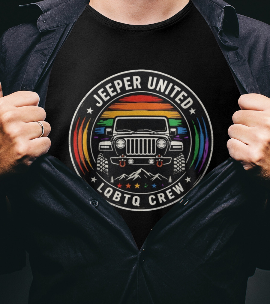 Jeeper United LGBTQ Crew Rainbow Jeep Mountains T-Shirt