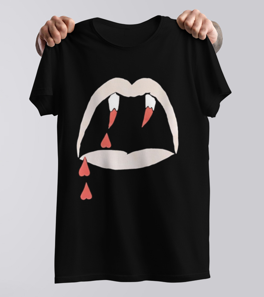 Saint Laurent AW14 Bloodluster Vampire Teeth And Blood Drops T-Shirt