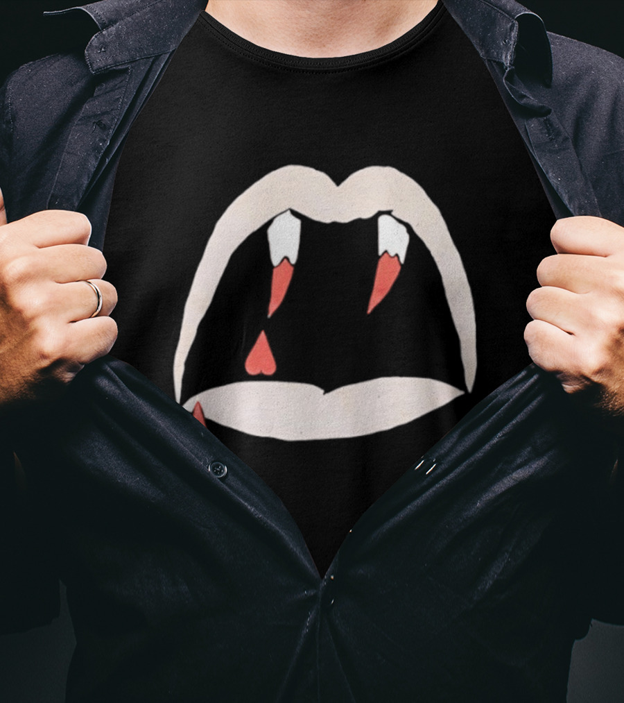 Saint Laurent AW14 Bloodluster Vampire Teeth And Blood Drops T-Shirt