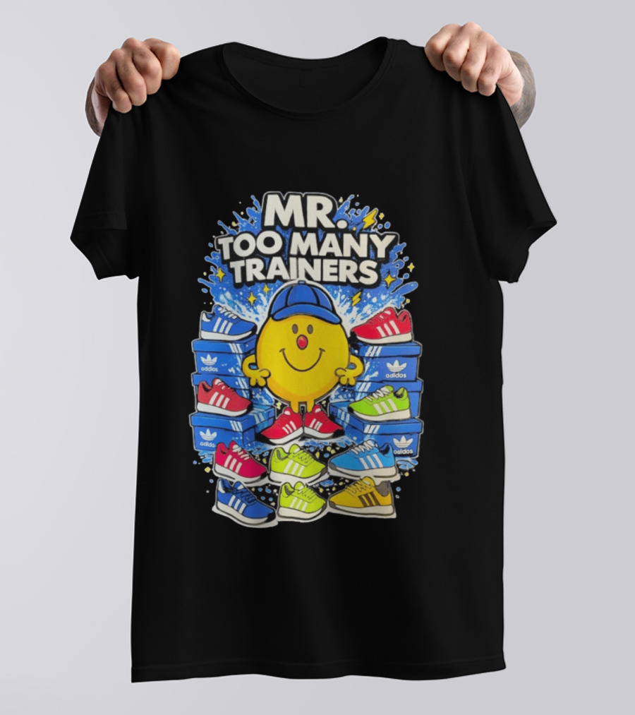Mr Too Many Trainers Adidas Shoe Boxes Fun Sports T-Shirt