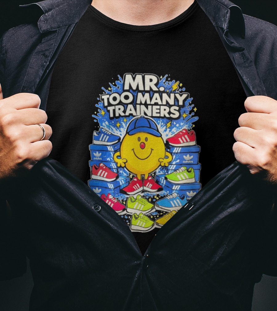 Mr Too Many Trainers Adidas Shoe Boxes Fun Sports T-Shirt