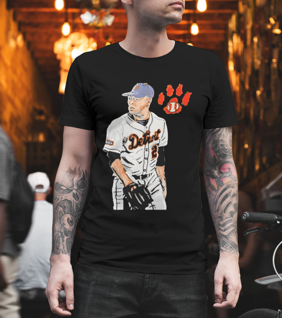 Detroit Tigers Tarik Skubal Baseball Cartoon Character With Paw Print And Baseball T-Shirt