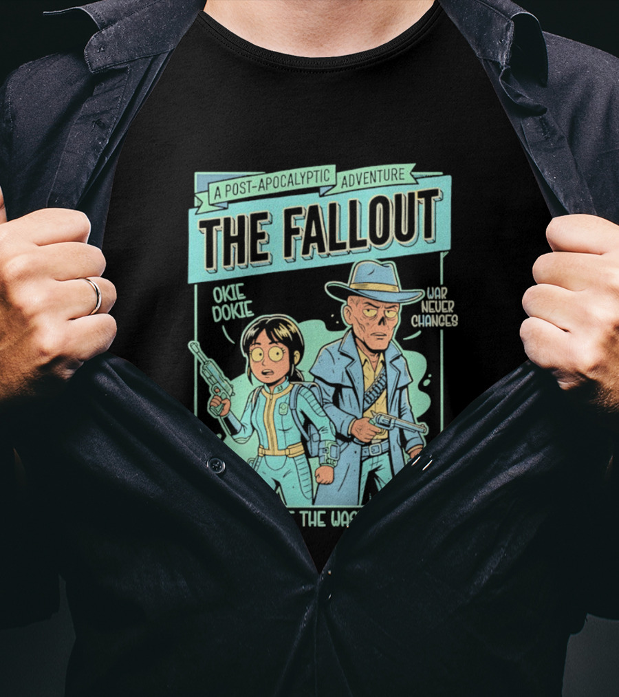 Lucy And Ghoul Post Apocalyptic Adventure Okie Dokie Let's Save The Wasteland Duo Fallout T-Shirt