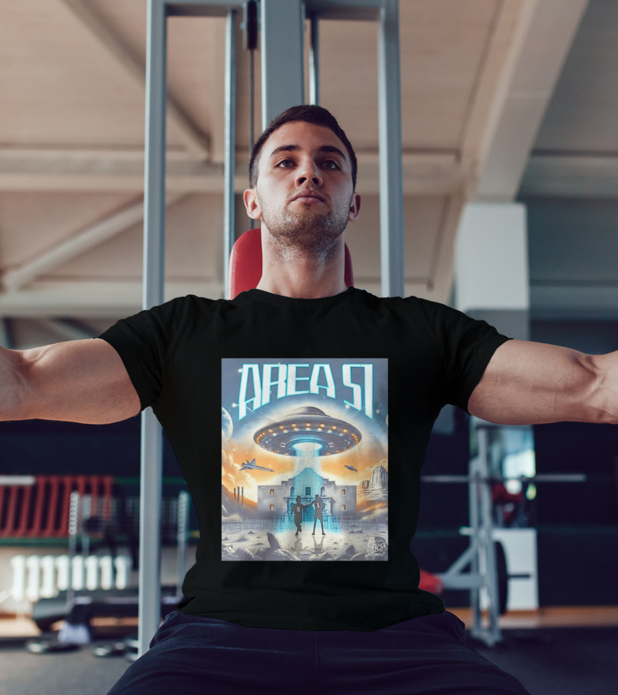Area 51 UFO Abduction Scene With BCSA Aliens T-Shirt