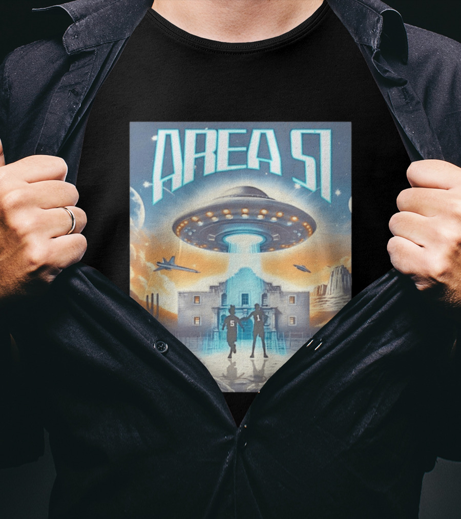 Area 51 UFO Abduction Scene With BCSA Aliens T-Shirt