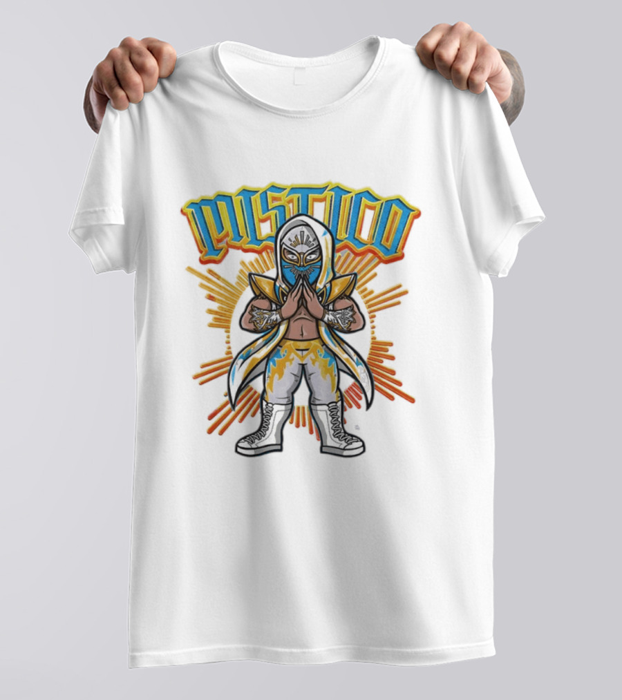 Mistico Cartoon Wrestler Sunburst AEW Lucha Libre T-Shirt