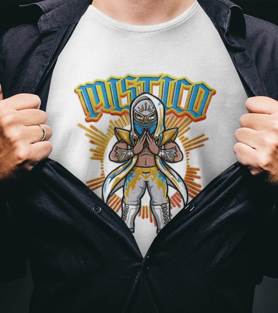 Mistico Cartoon Wrestler Sunburst AEW Lucha Libre T-Shirt