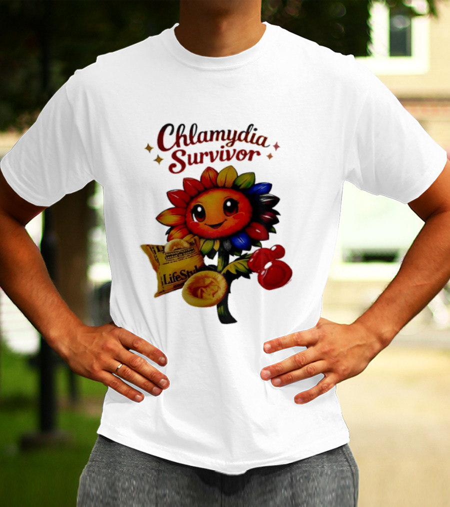 Chlamydia Survivor Rainbow Sunflower LifeStyles Condom Sexual Health Awareness STI STD T-Shirt