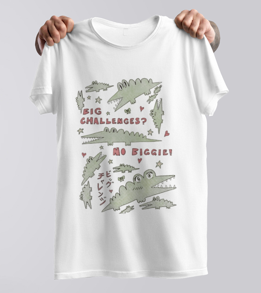 Crocodile Big Challenges No Biggie Fun Green T-Shirt