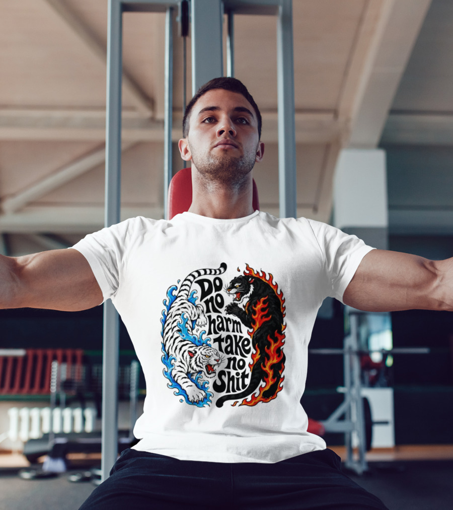Do No Harm Take No Shit Blue Tiger And Fire Panther T-Shirt