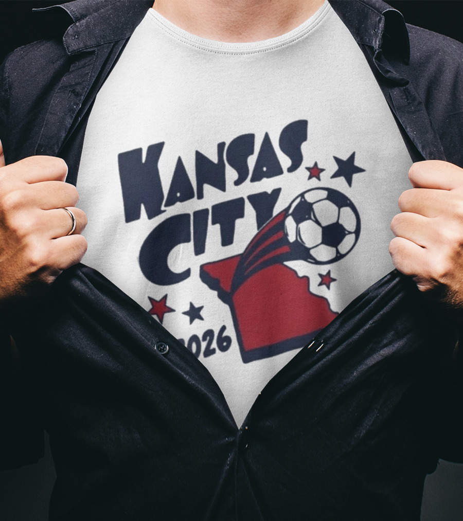 Kansas City 2026 Soccer Missouri State Map Stars Ball T-Shirt