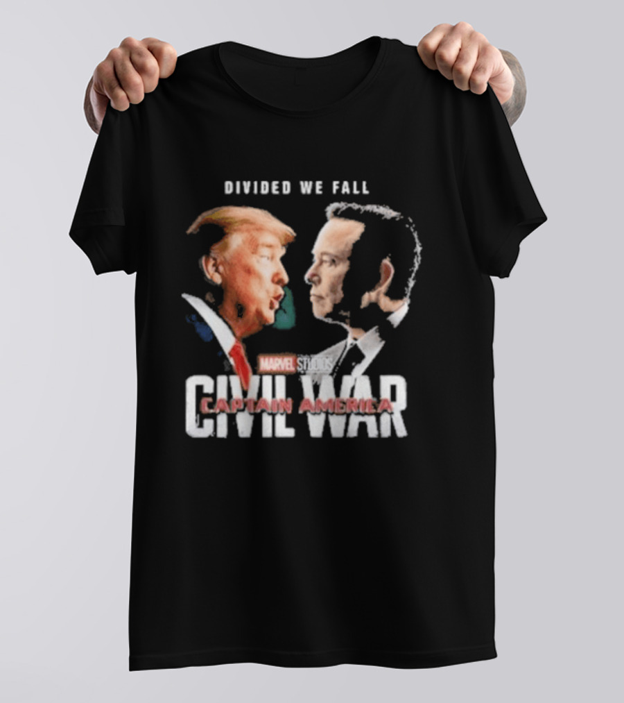 Marvel Studios Civil War Divided We Fall Captain America Trump Vs Elon T-Shirt