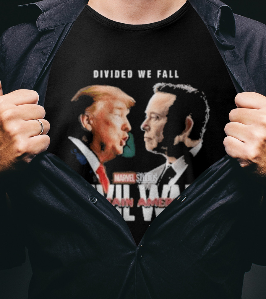 Marvel Studios Civil War Divided We Fall Captain America Trump Vs Elon T-Shirt
