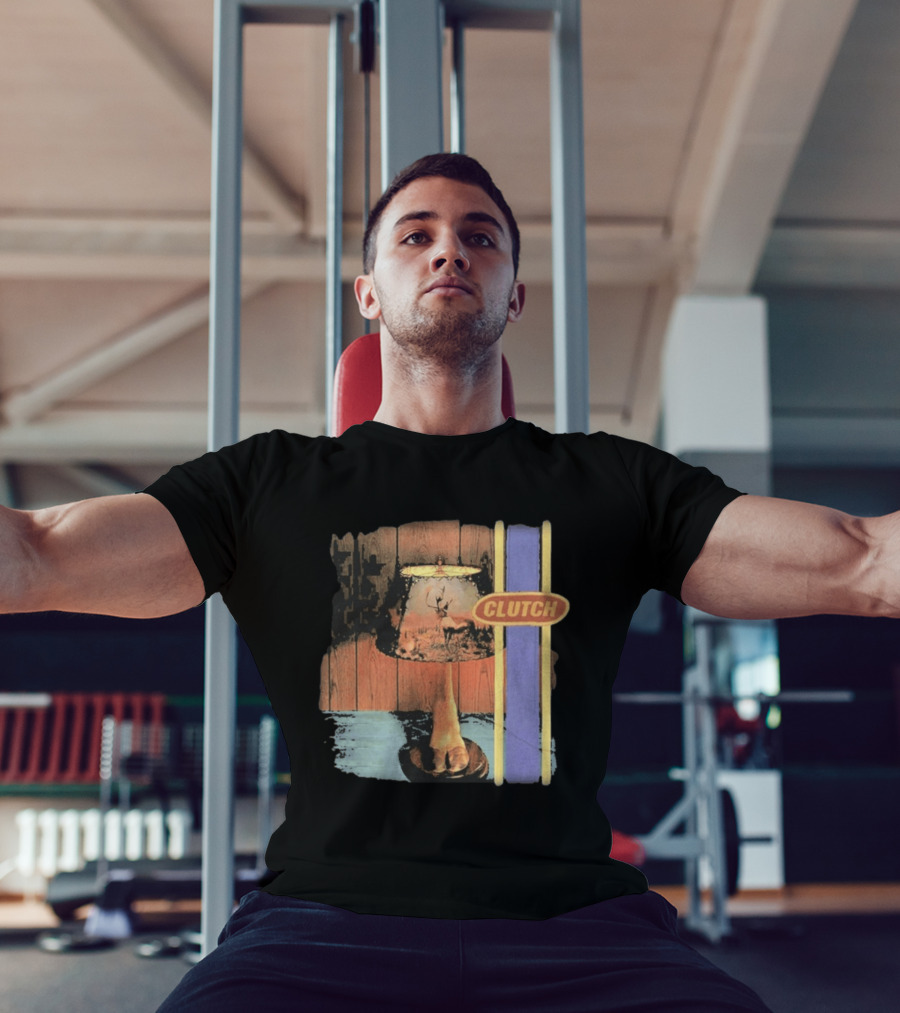 Clutch Transnational Speedway League Lamp Imagery With Deer And Wood Paneling T-Shirt