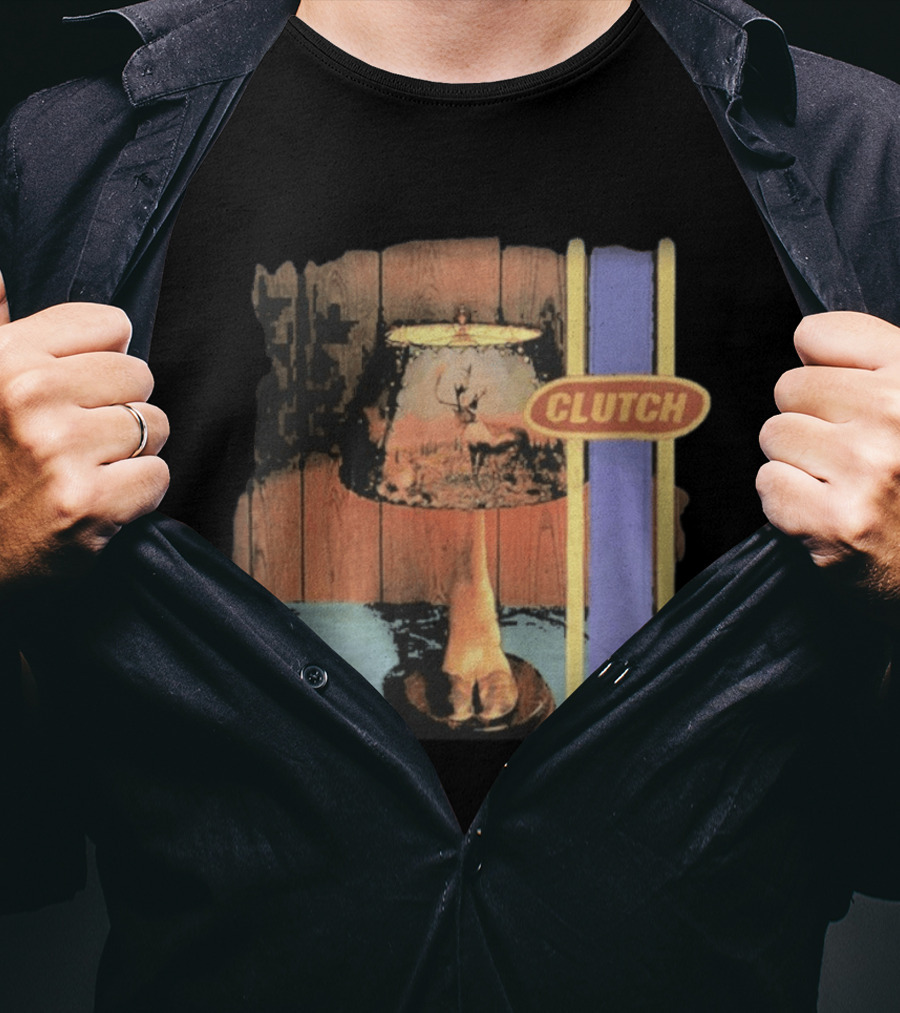 Clutch Transnational Speedway League Lamp Imagery With Deer And Wood Paneling T-Shirt