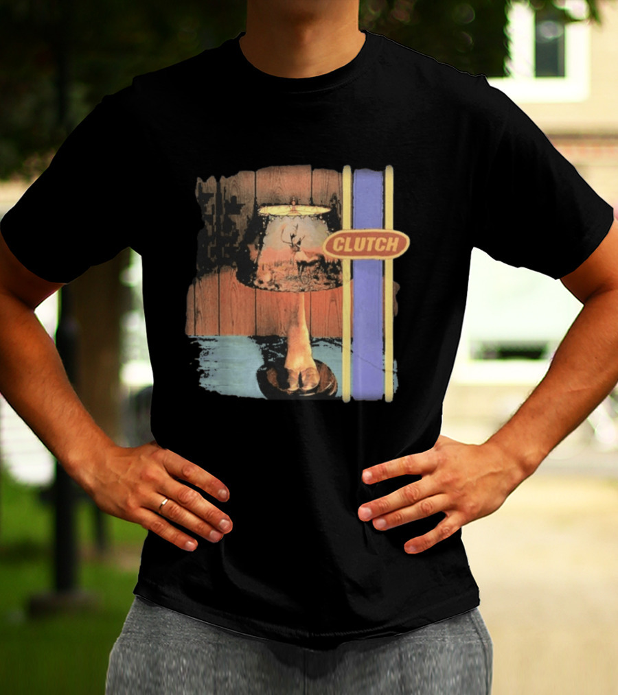 Clutch Transnational Speedway League Lamp Imagery With Deer And Wood Paneling T-Shirt