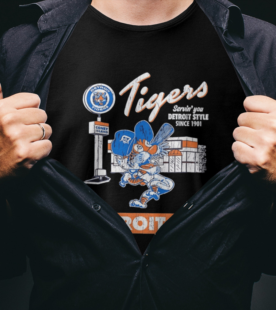 Detroit Tigers Coney Island Servin' You Detroits Since 1901 Detroit MI T-Shirt