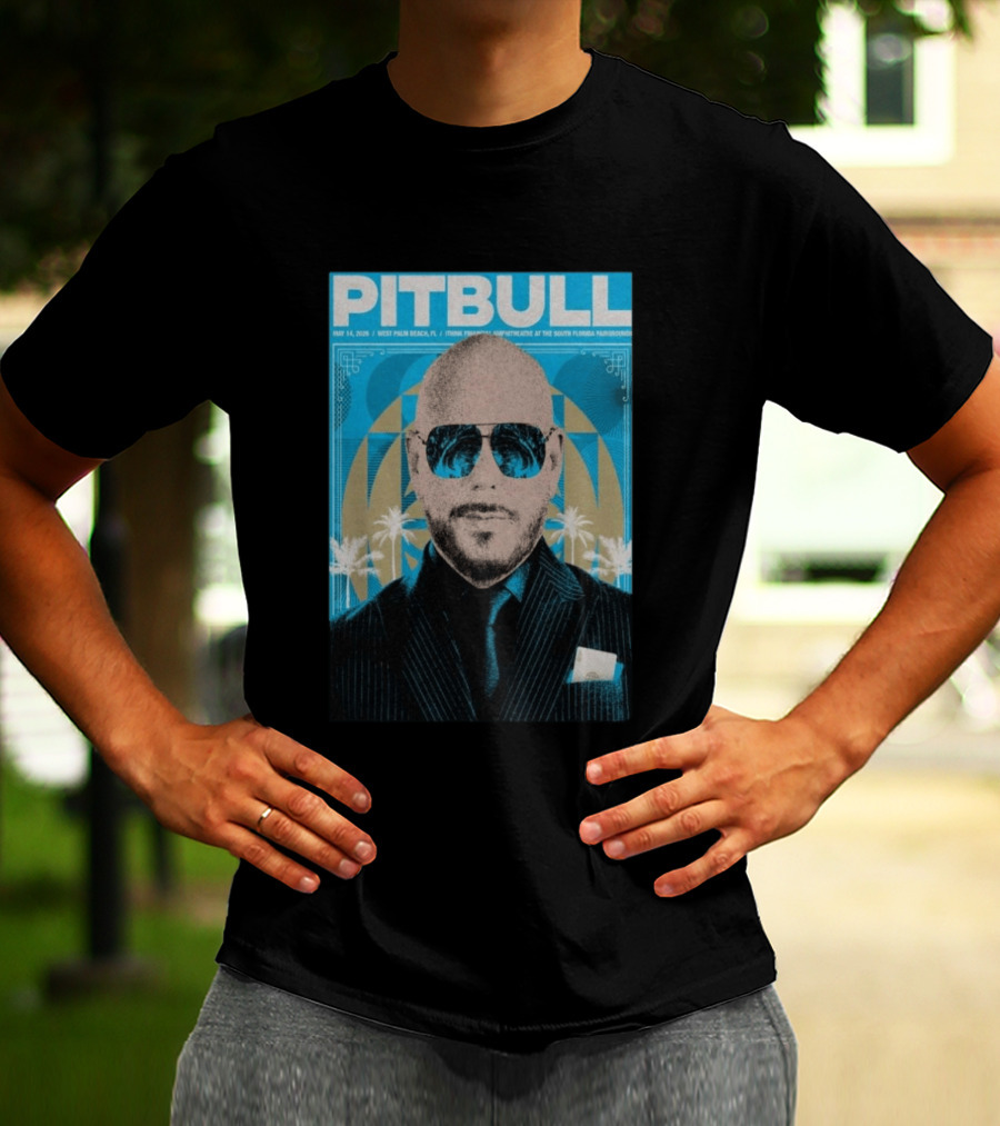 Pitbull West Palm Beach FL May 14 2026 ITHINK Financial Amphitheatre Tour South Florida Fairgrounds T-Shirt