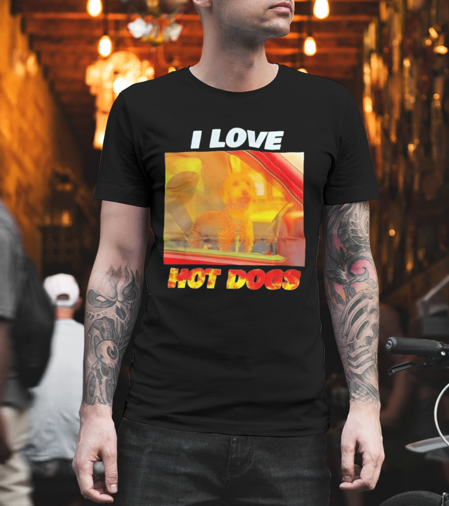 I Love Hot Dogs Poodle In Car T-Shirt