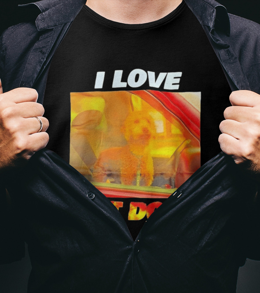 I Love Hot Dogs Poodle In Car T-Shirt