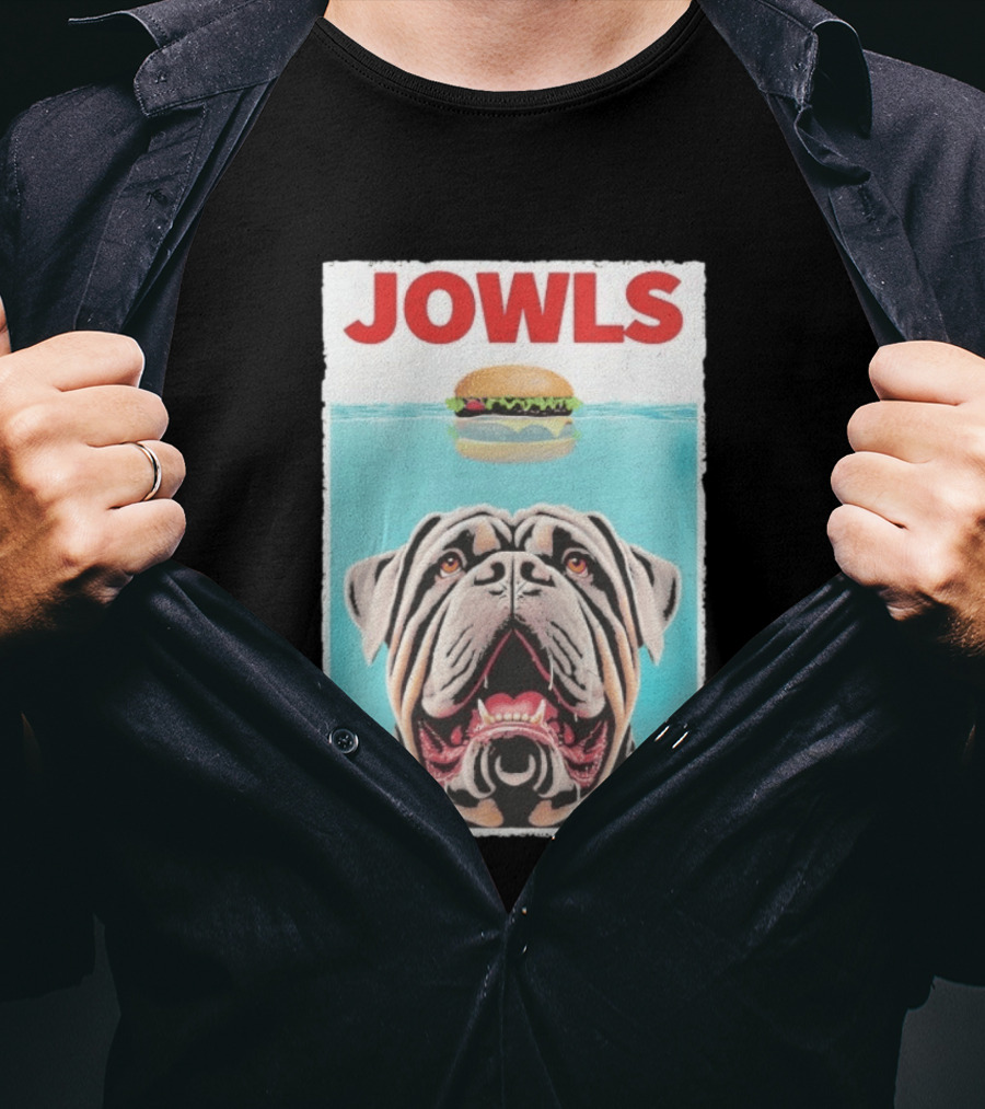 Jowls Mastiff Burger Floating Above Water T-Shirt