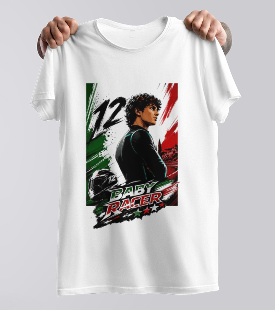 12 Baby Racer Italy Flag Motorcycle Racing Art With Italian T-Shirt