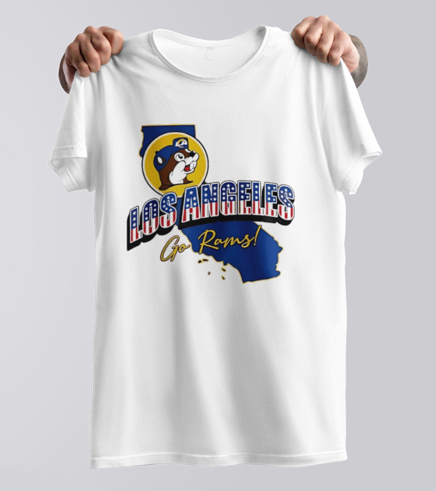 Los Angeles Rams Buc Ee's California Map Go Rams T-Shirt