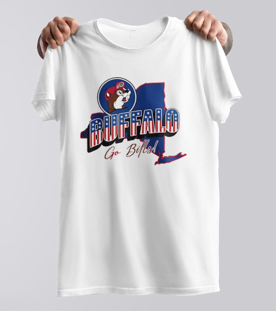 Buffalo Bills Buc Ee's Patriotic Go Bills Map T-Shirt