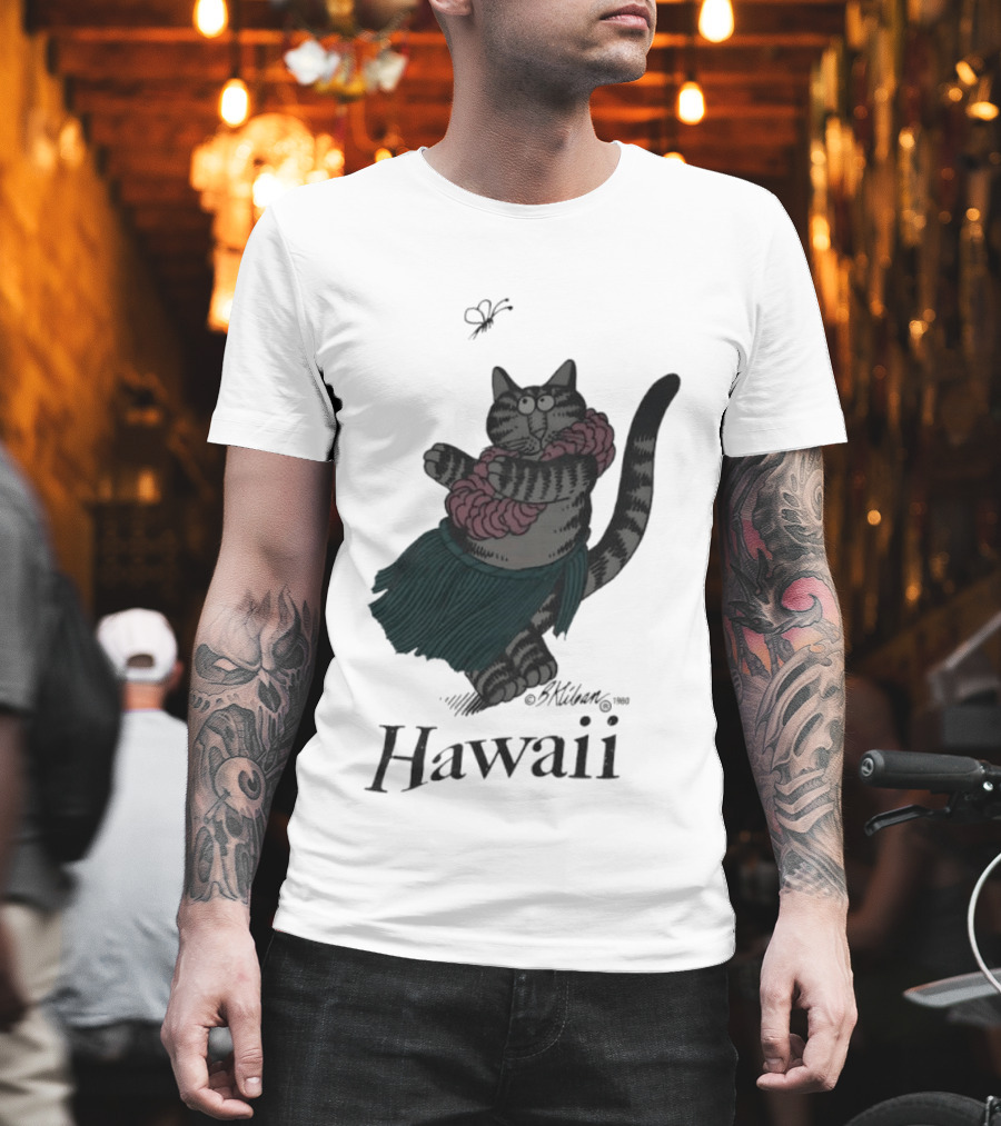 B Kliban Cat In Hula Skirt Hawaii T-Shirt