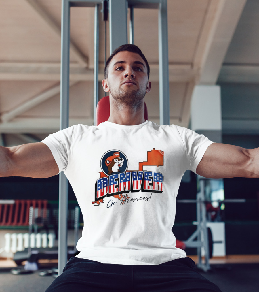Denver Broncos Buc Ee's Go Broncos Patriotic Map T-Shirt