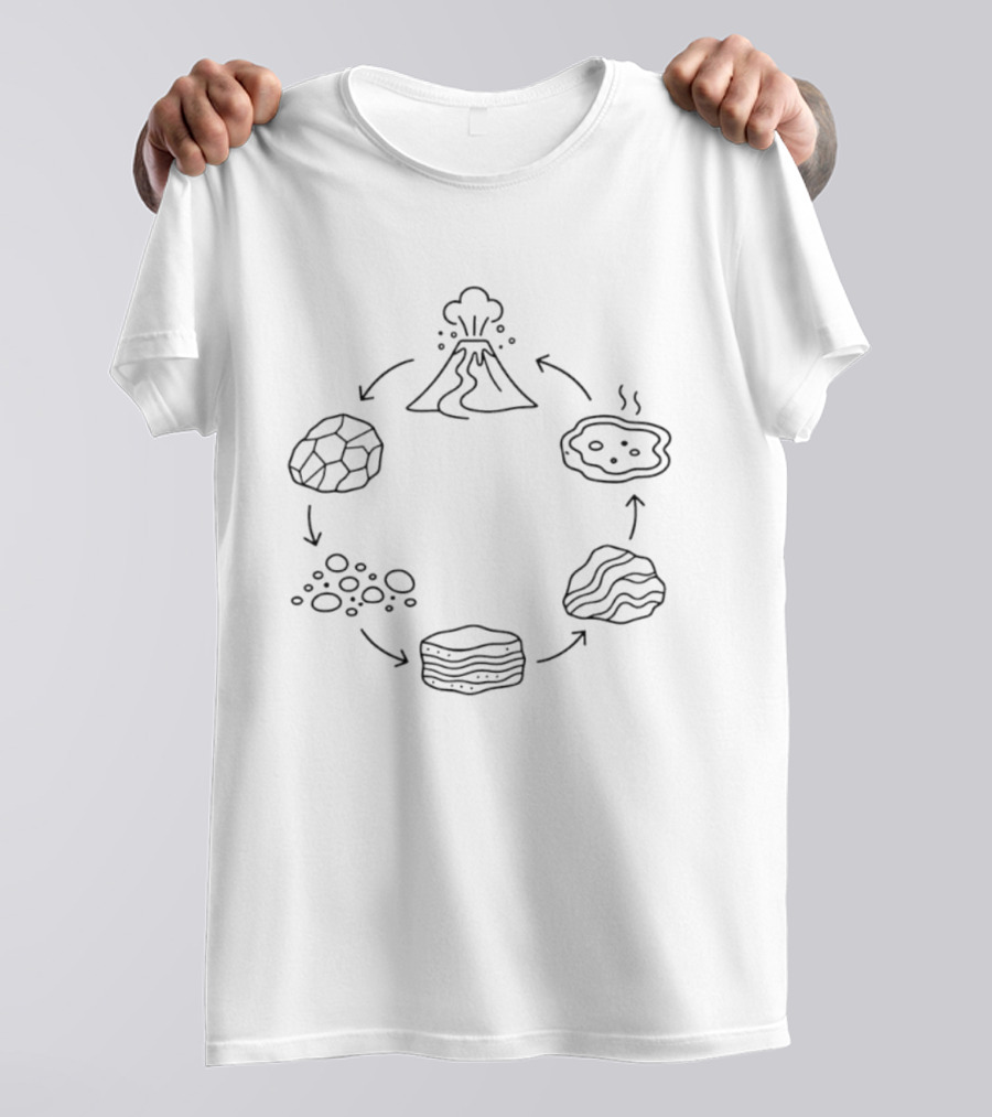 Rock Cycle Diagram Volcano And Earth Science Geology T-Shirt
