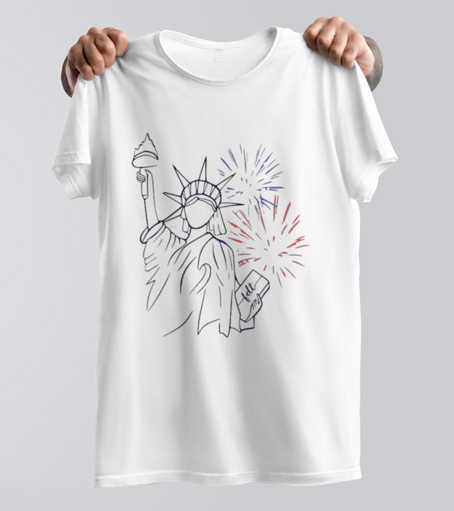 Subtle FDT July 4th Statue Of Liberty Fireworks Celebration T-Shirt