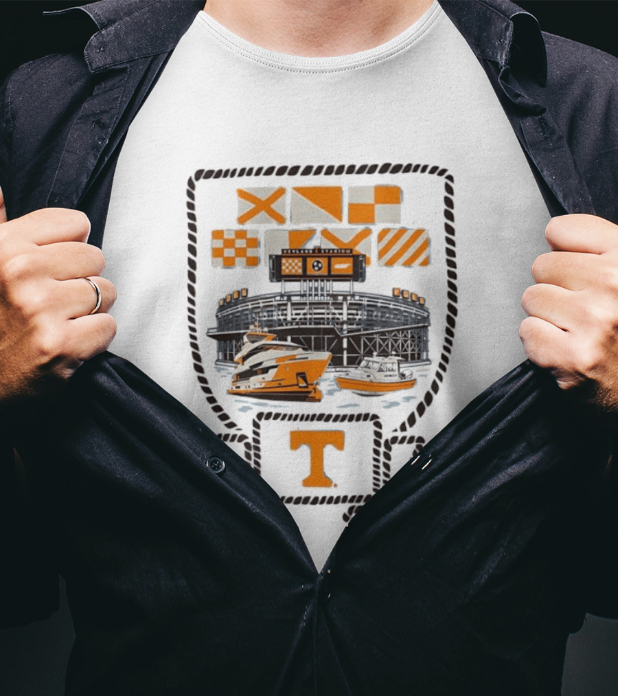 Neyland Stadium Sailgating Tennessee Volunteers Boats Nautical Flags T-Shirt
