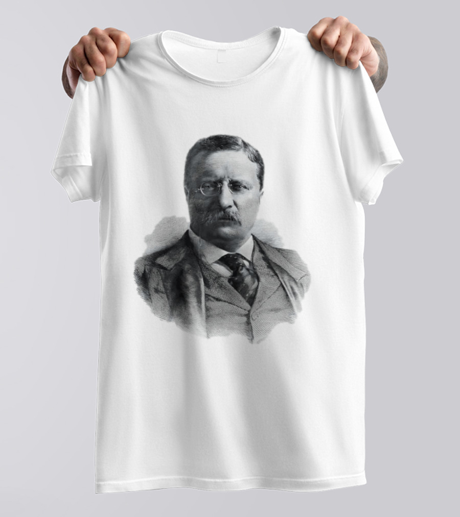 Theodore Roosevelt Engraving President USA Iconic Historical Figure T-Shirt