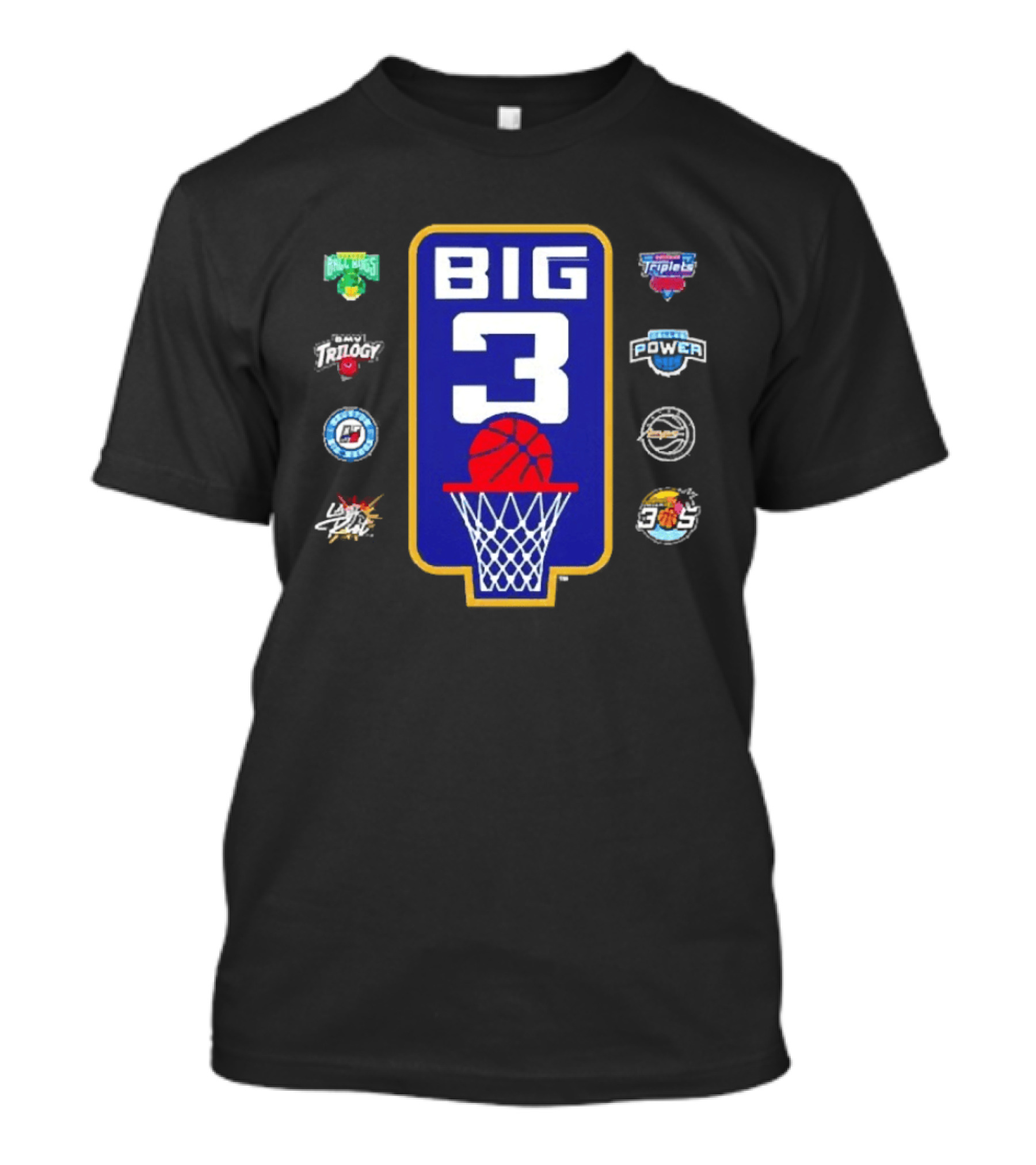 BIG3 Trilogy Killer 3s 3 Headed Monsters Ball Hogs Triplets 3s Company Power Aliens Ghost Ballers T-Shirt