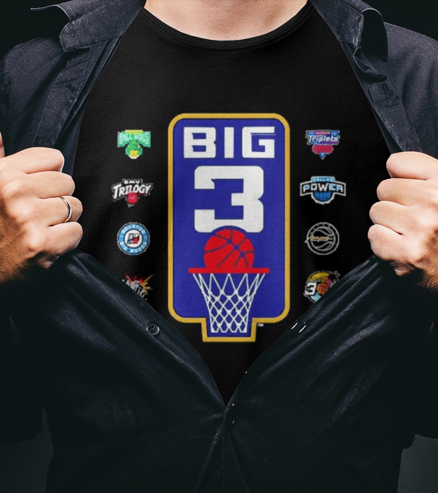 BIG3 Trilogy Killer 3s 3 Headed Monsters Ball Hogs Triplets 3s Company Power Aliens Ghost Ballers T-Shirt