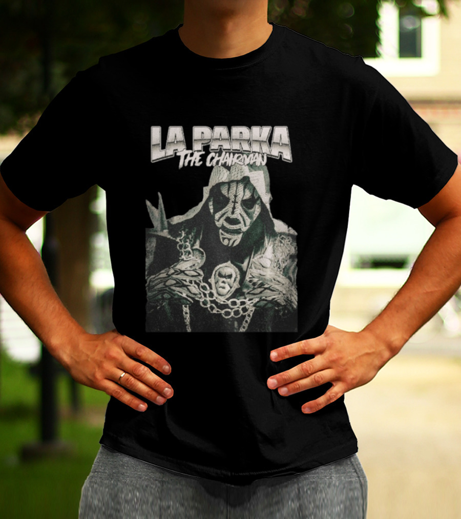 La Parka The Chairman Mexican Wrestler Iconic Mask And Chains T-Shirt