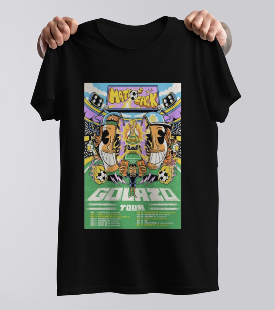 Matt And Zack Golazo Tour 26 June July Soccer Event Featuring Iconic World Cup Trophy And Speaker T-Shirt