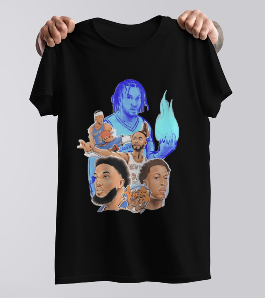 New York Knicks Basketball Stars Collage With Team Logo And Players T-Shirt