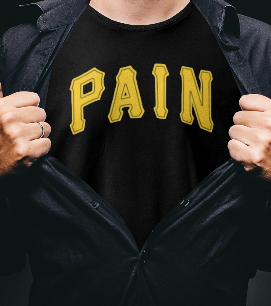 Pittsburgh Pirates Pain Text Yellow Block T-Shirt