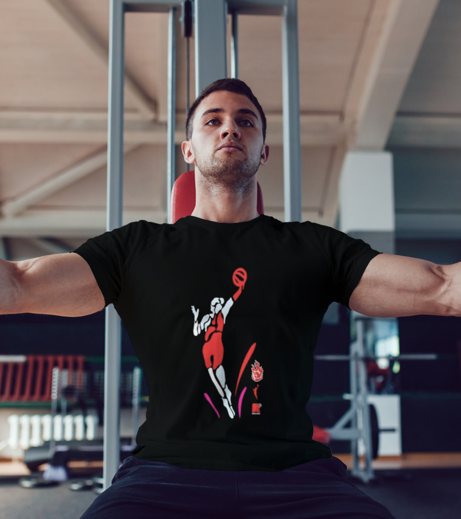 Portland Fire WNBA Round 21 Basketball Victory Player Silhouette Flame T-Shirt