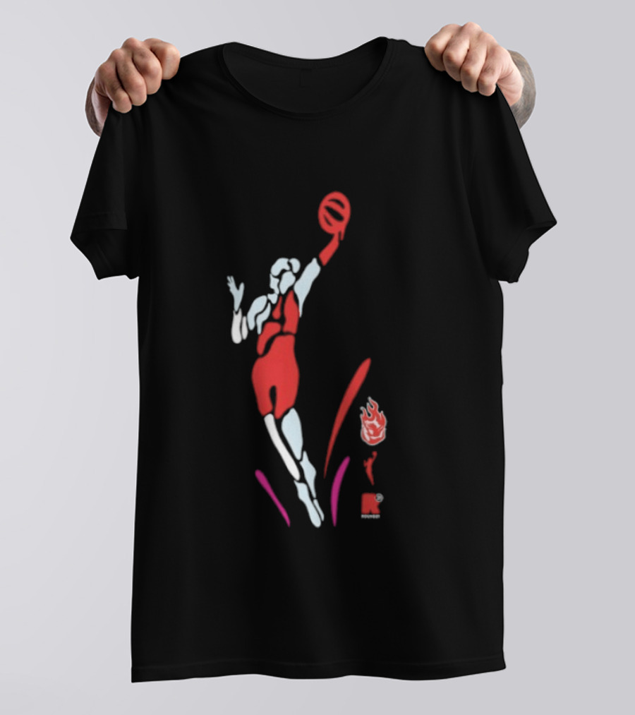 Portland Fire WNBA Round 21 Basketball Victory Player Silhouette Flame T-Shirt