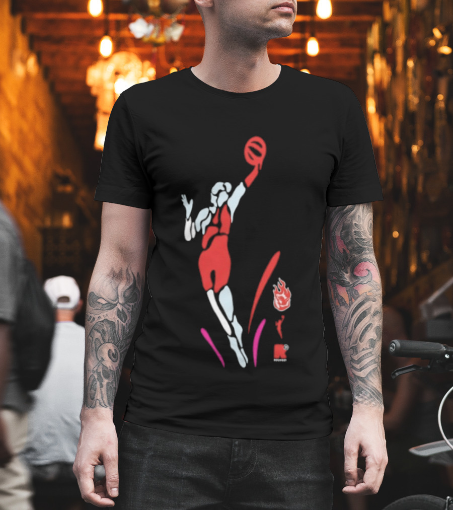 Portland Fire WNBA Round 21 Basketball Victory Player Silhouette Flame T-Shirt