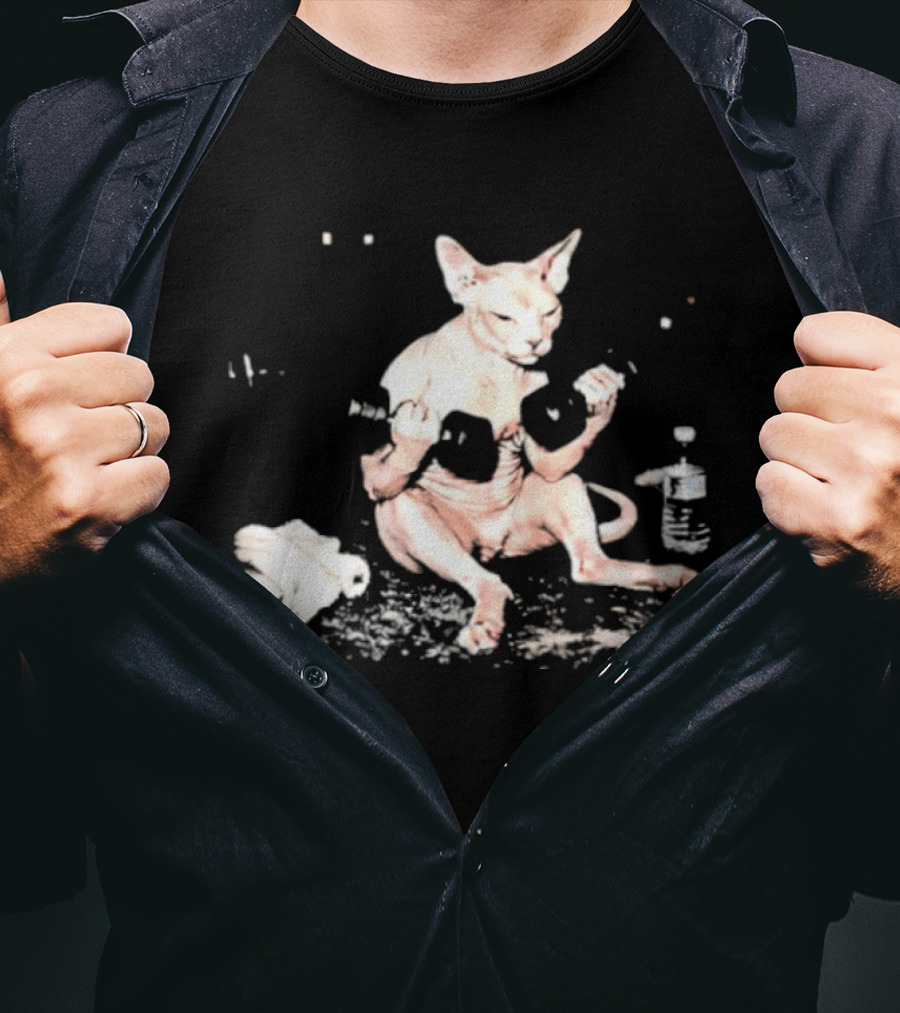 Sphynx Cat Lifting Weights Fitness T-Shirt